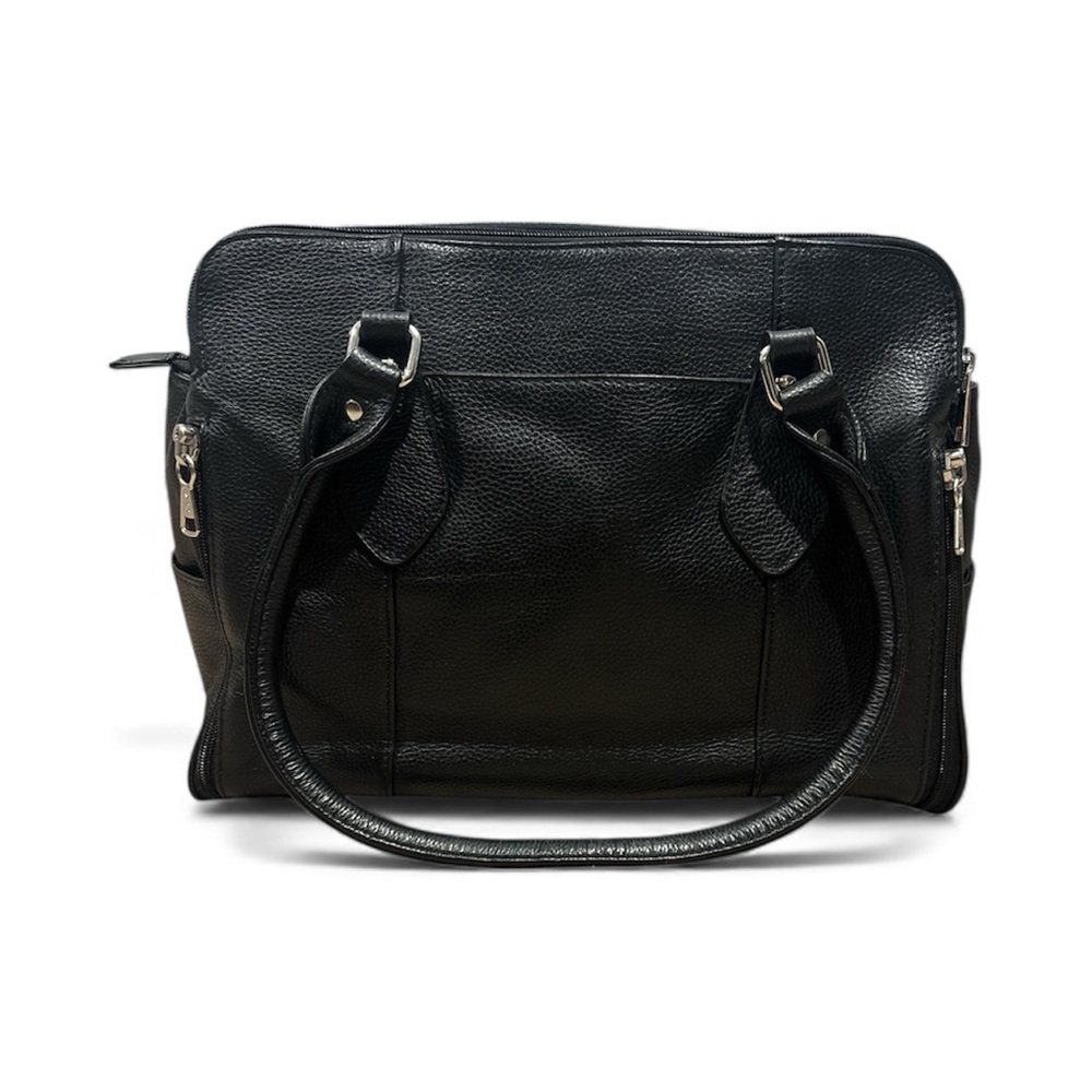 Roma Black Leather Shoulder Bag